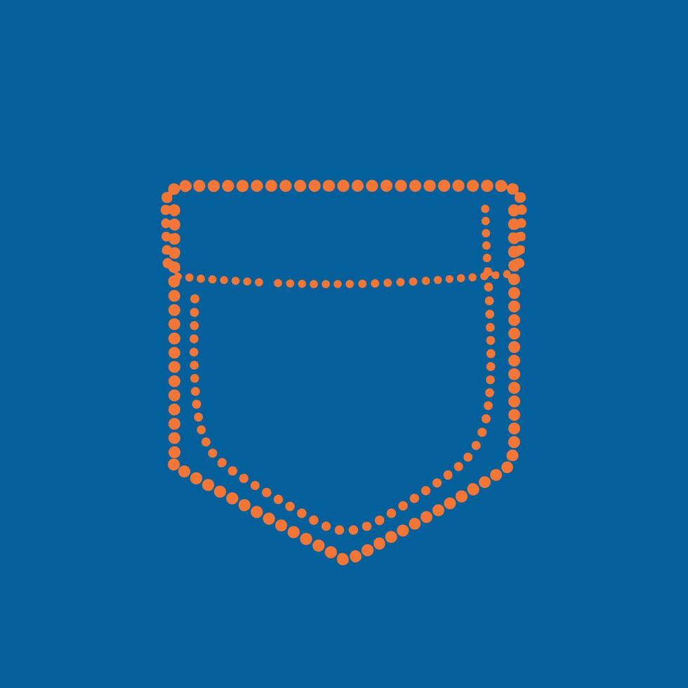 Close-up of a stylized dotted outline of a classic pocket on a solid emphasizing simplicity and design elements vector