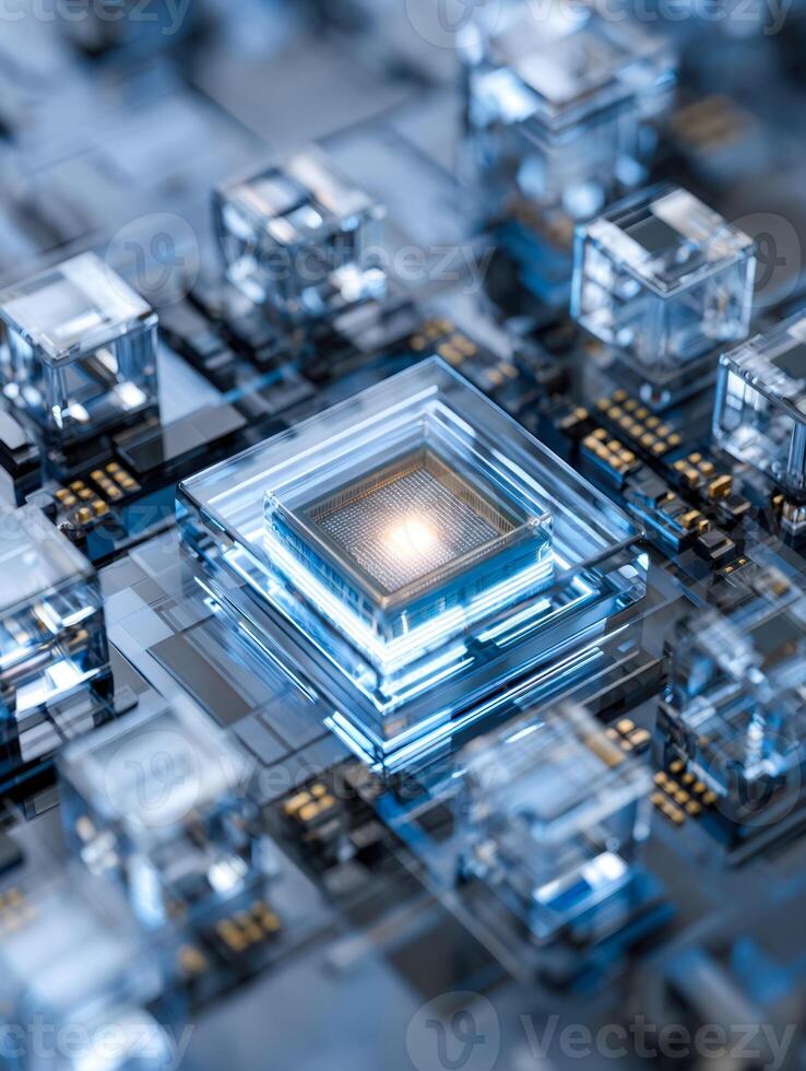 Advanced microprocessor architecture with illuminated integrated circuits photo