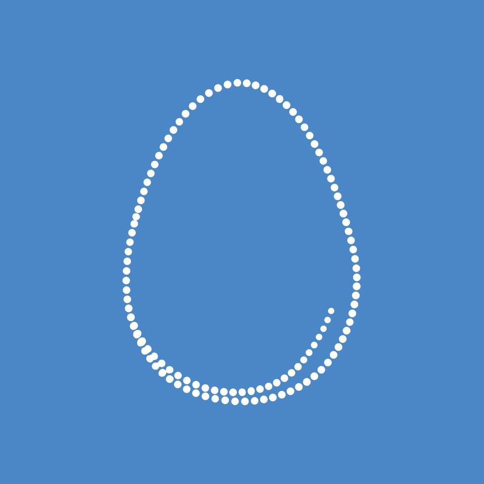 Elegant minimalist composition featuring a delicate string of white pearls arranged in a teardrop shape on a solid blue vector
