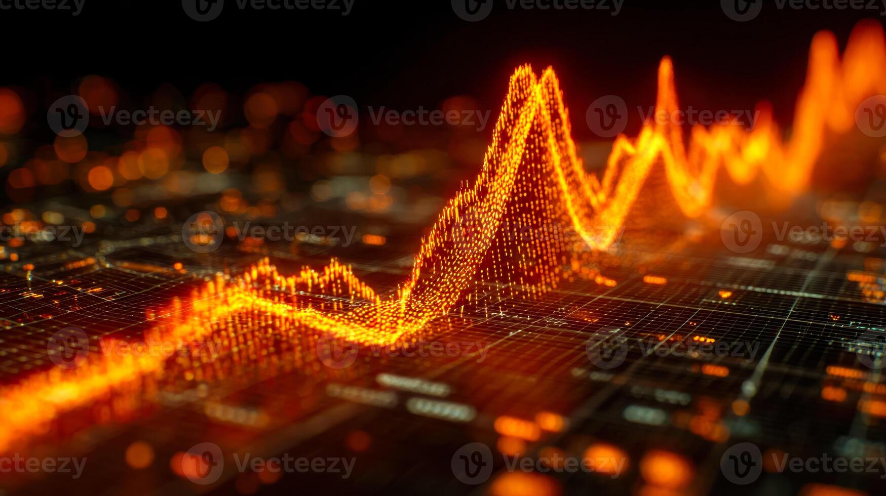 Digital financial chart with glowing data visualization and upward trend signals photo