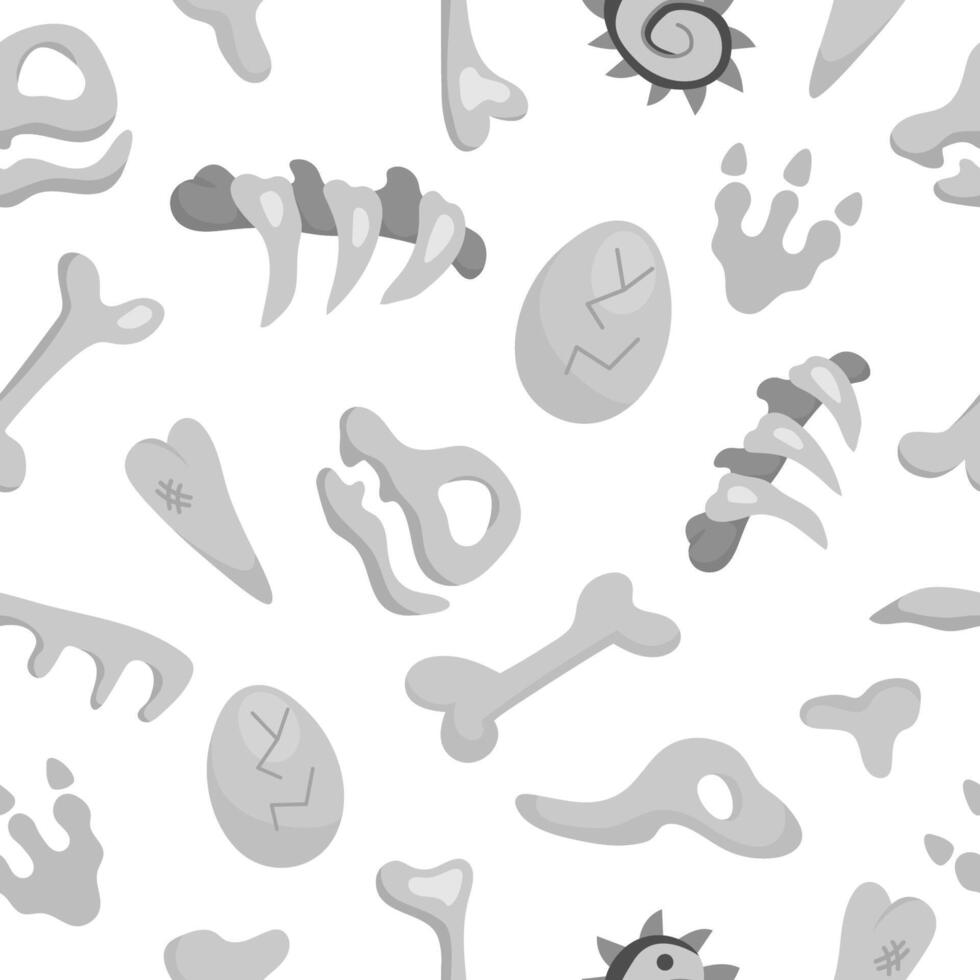 dinosaur bones, skeletons and skulls seamless pattern. Cute prehistoric animal fossil repeat background. Dino burial and tombs digital paper. Archaeologists or paleontologist texture vector