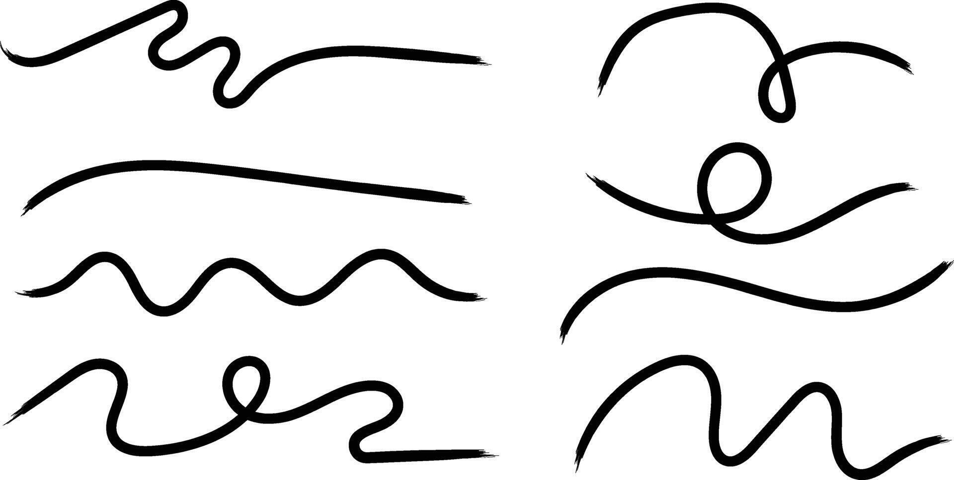 Hand drawn abstract wavy lines and swirl elements on white minimalist background vector