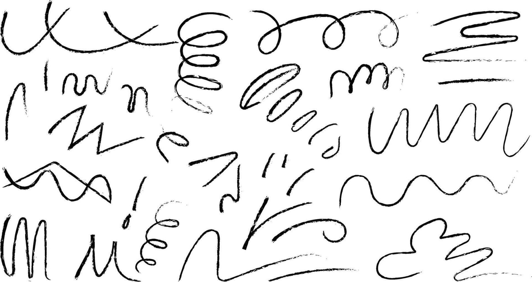 Collection of hand drawn abstract scribble lines and artistic swirls design vector