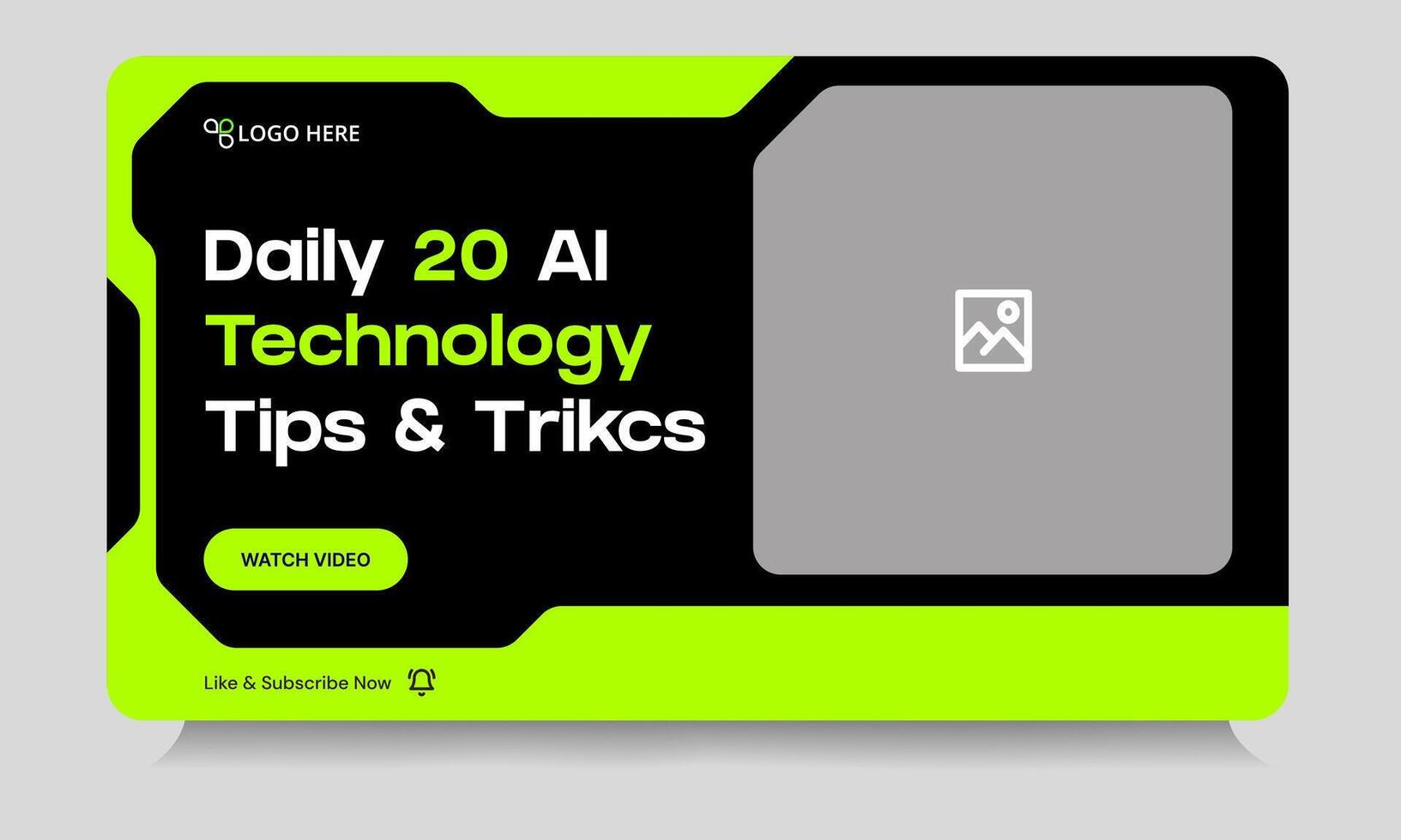 Editable daily technology tips and tricks thumbnail banner design, daily photography learning tips and techniques cover banner design, editable eps 10 file format vector