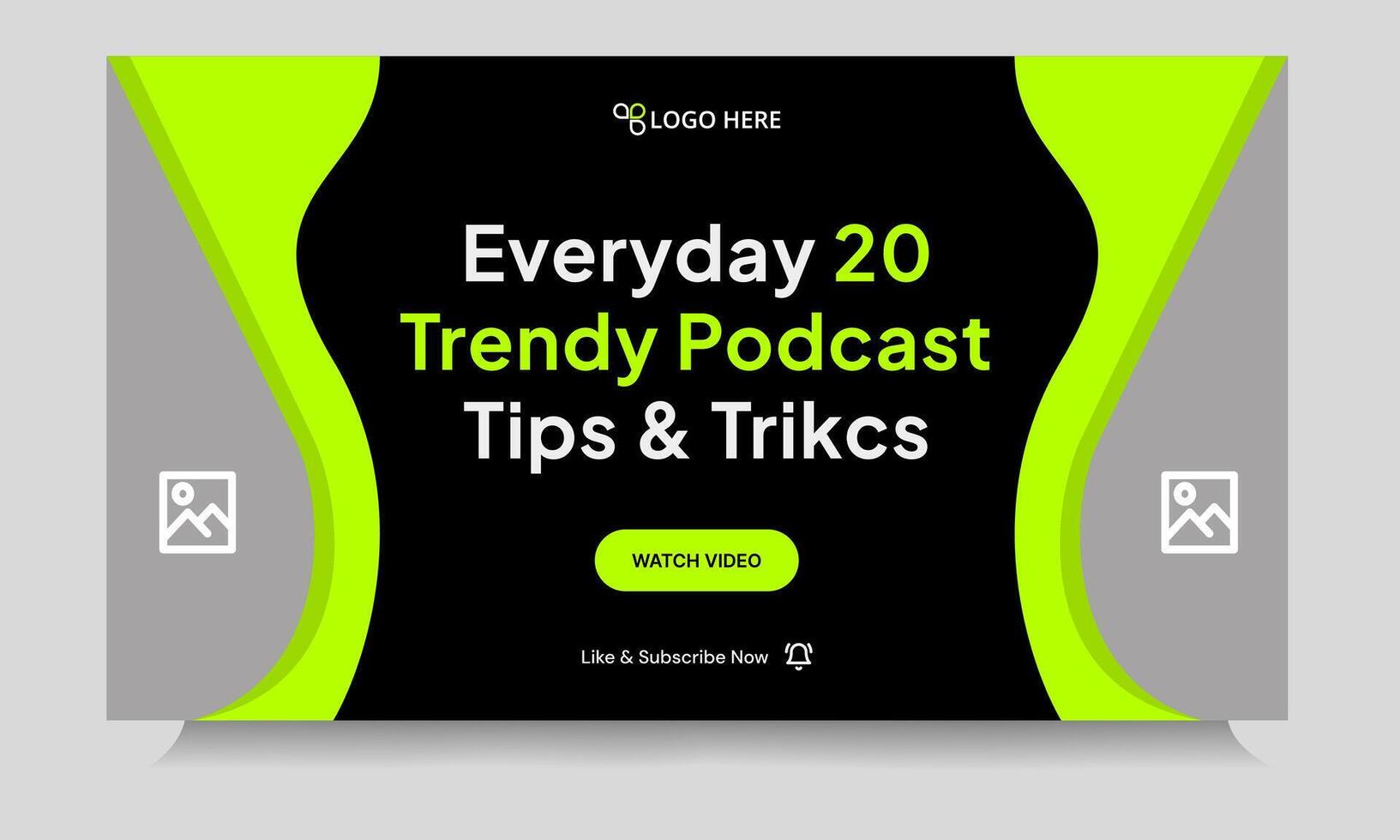 Customizable modern podcast thumbnail banner design, podcast sound tips and trick cover banner design, fully customizable eps 10 file format vector