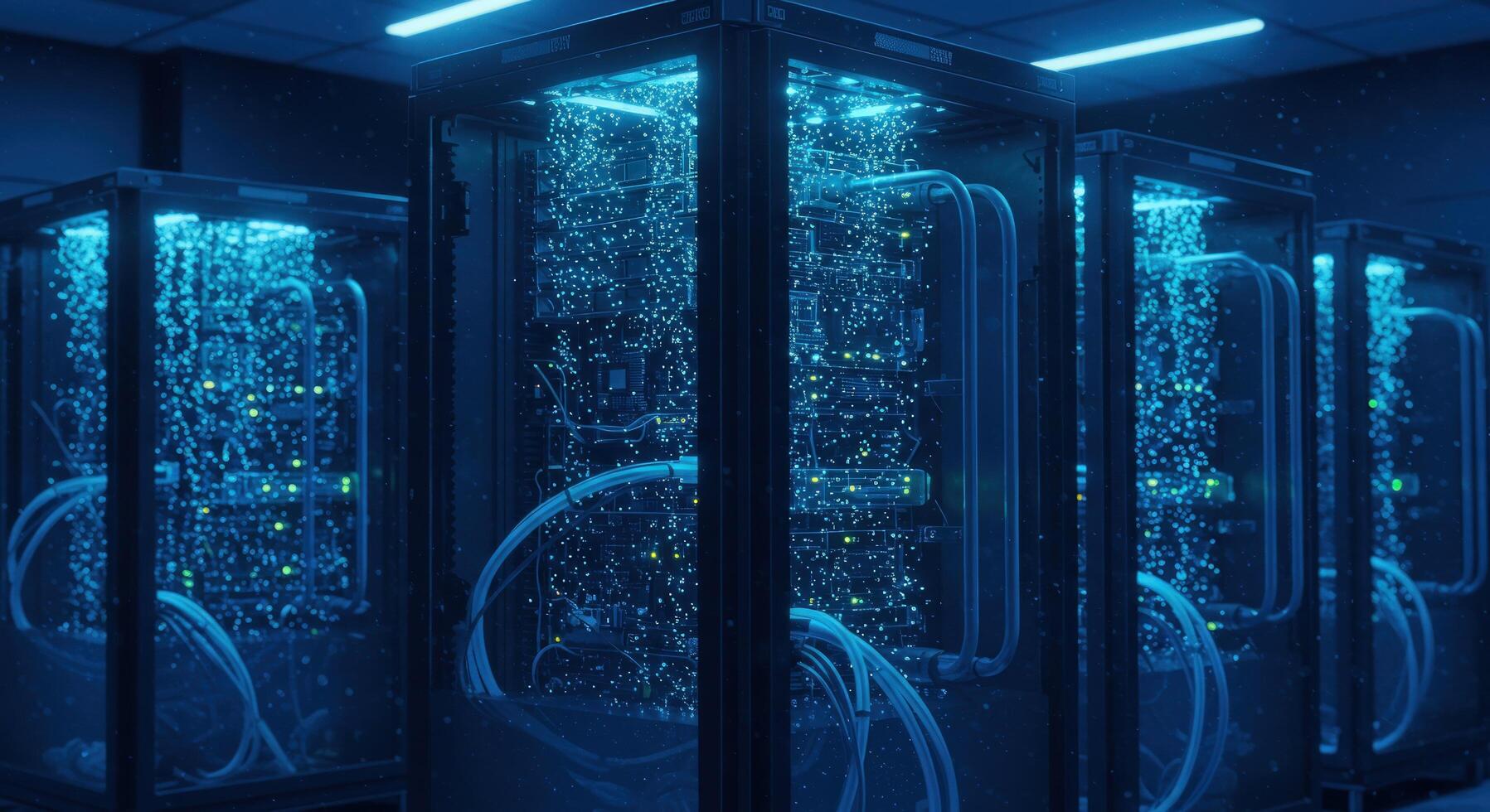 Server rack system network infrastructure for data processing and storage photo