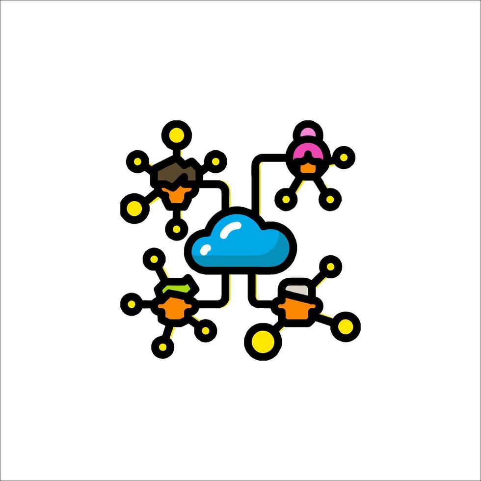 Cloud Computing Network Data Sharing Connection Icon, illustration vector