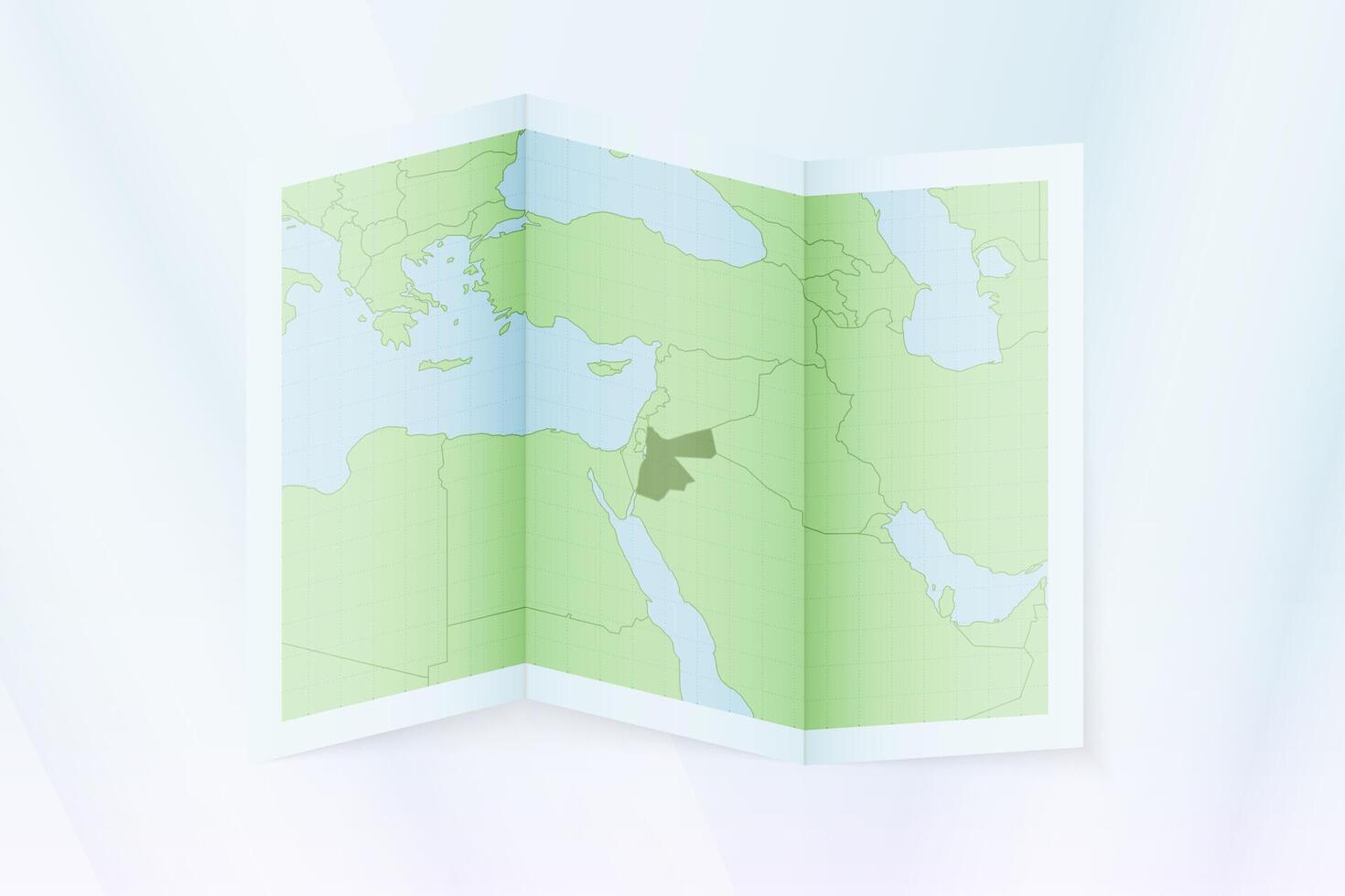 Jordan map, folded paper with Jordan map. vector
