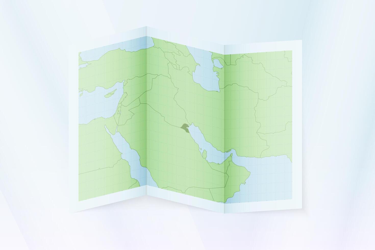 Kuwait map, folded paper with Kuwait map. vector