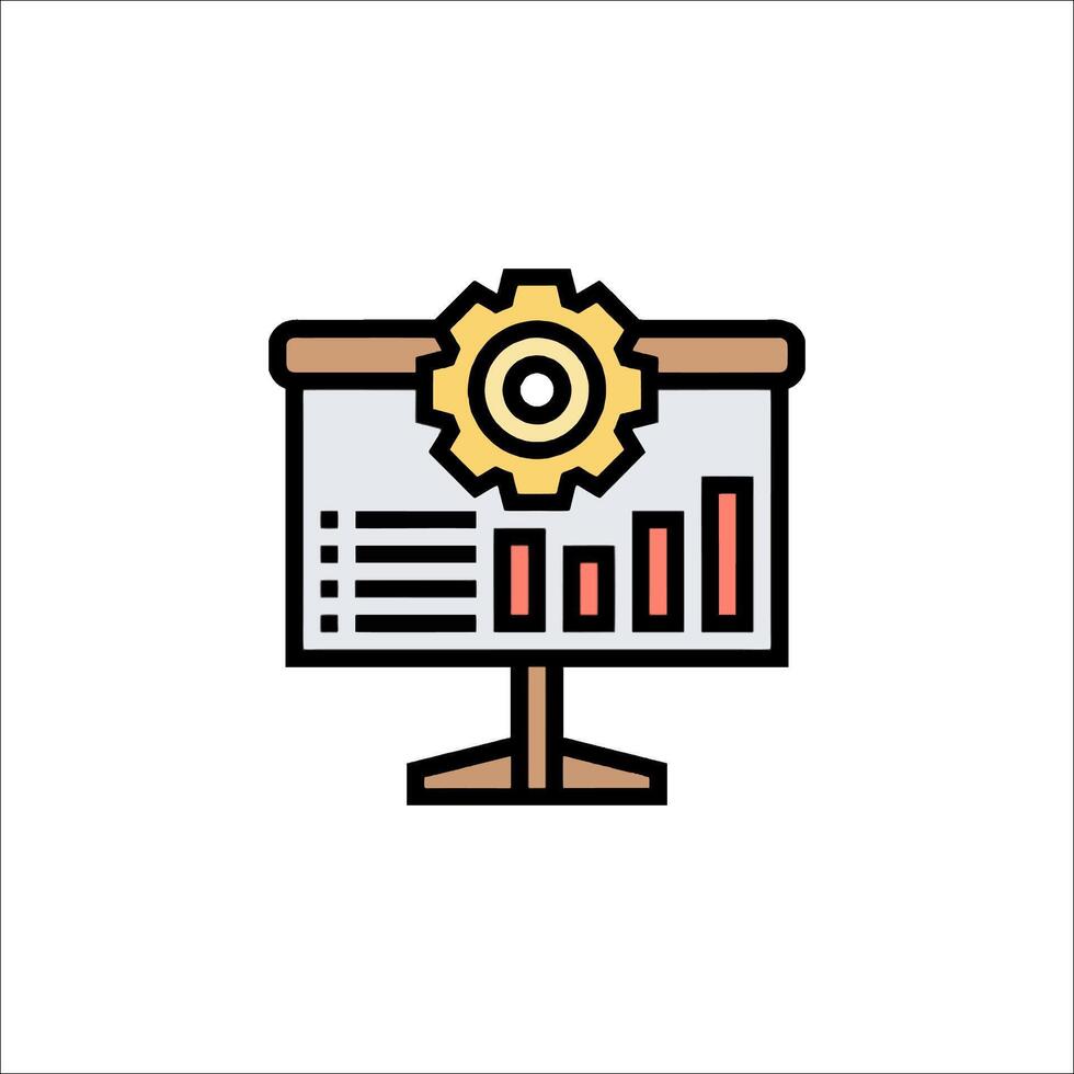 Business Analytics Presentation Gear Chart and List Icon, planning vector