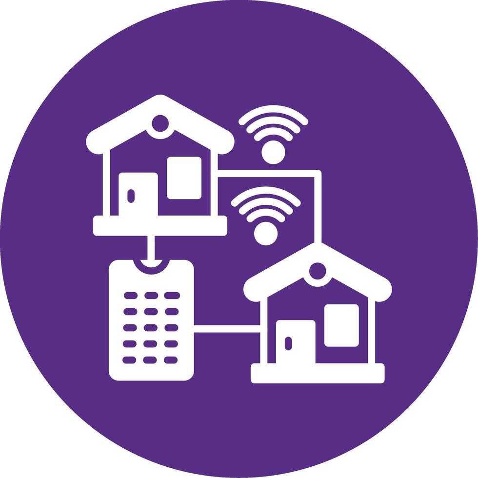 AI Powered Smarthome Glyph Multi Color Circle vector