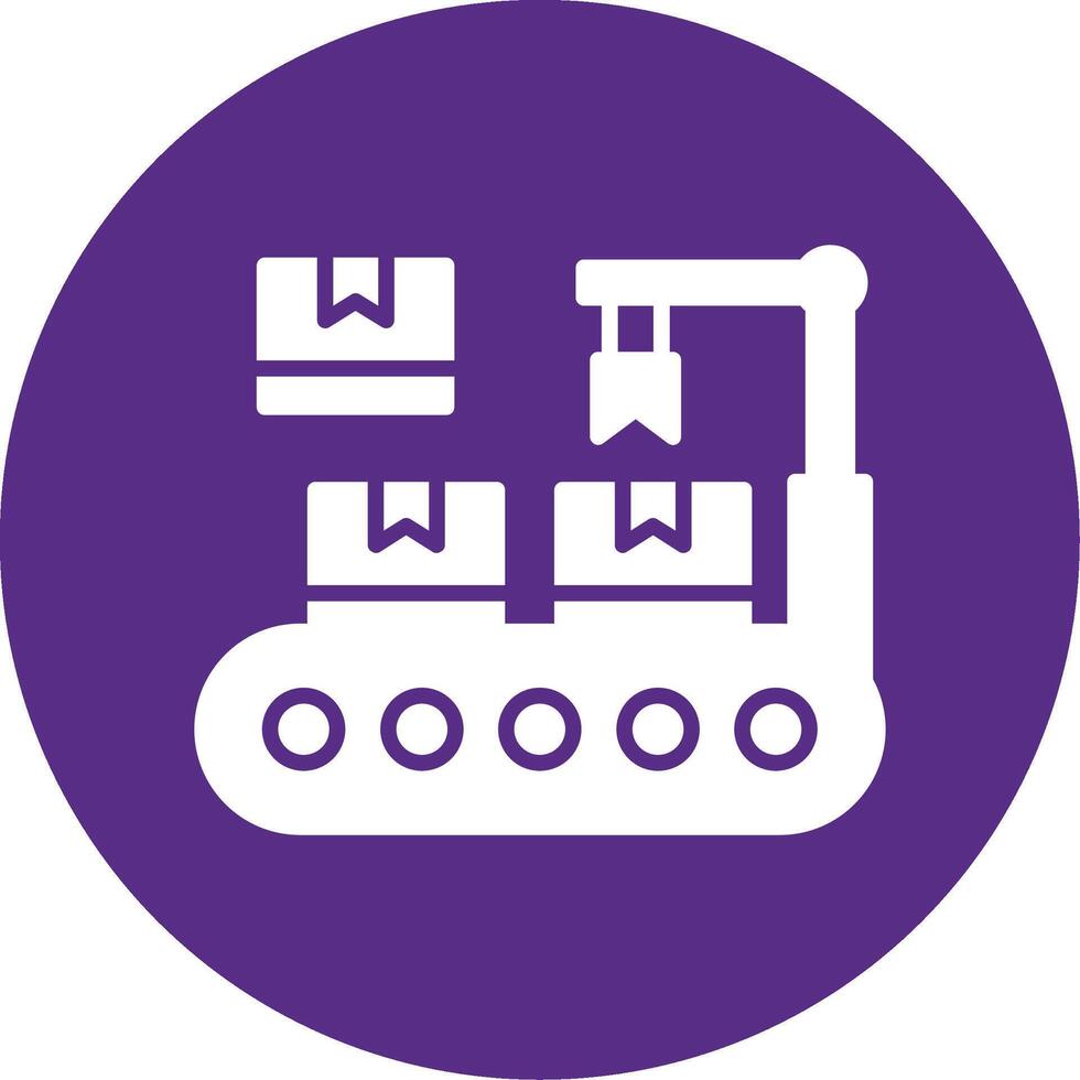 Automated Conveyor Belt Glyph Multi Color Circle vector