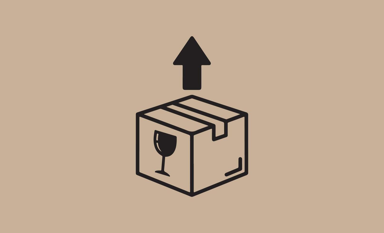 Fragile package with upward arrow icon vector