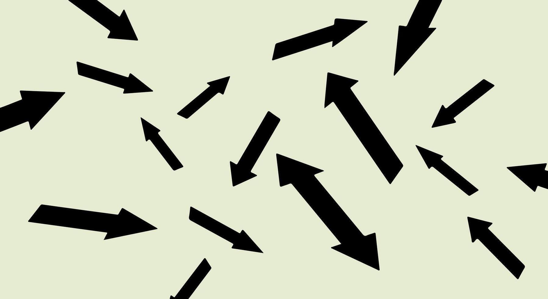 Scattered black arrows pointing in various directions on a light background vector