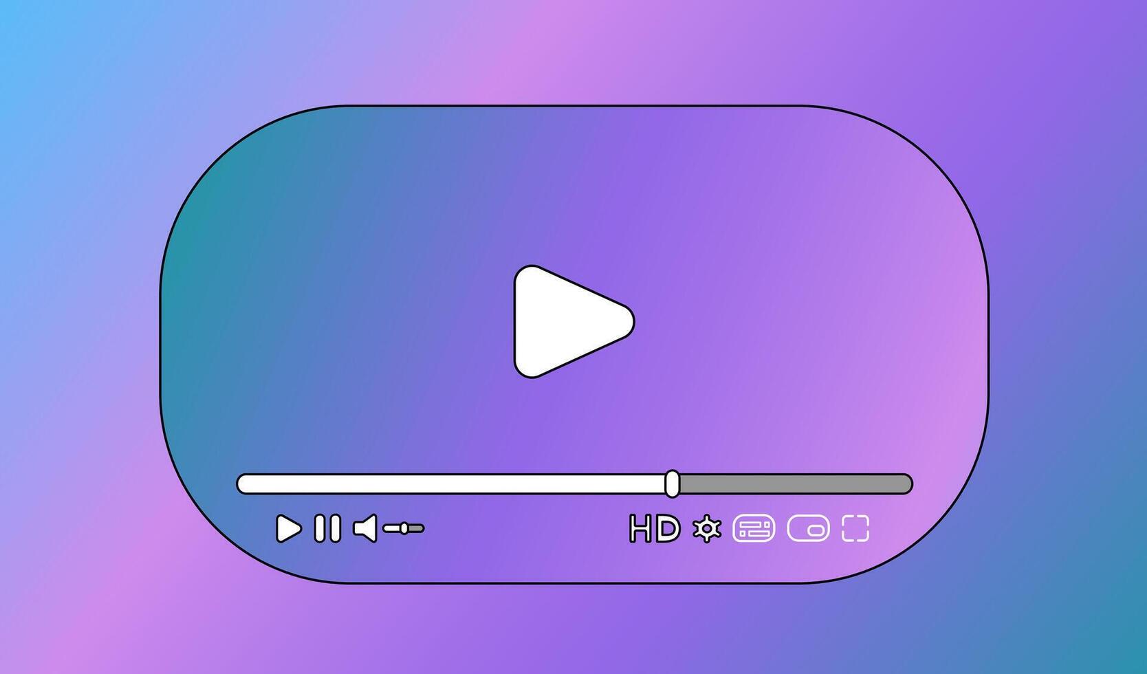 Dynamic media player interface with bright gradient effects, playful controls, and smooth rounded progress bar. Great for multimedia apps, creative projects, and colorful digital designs. vector