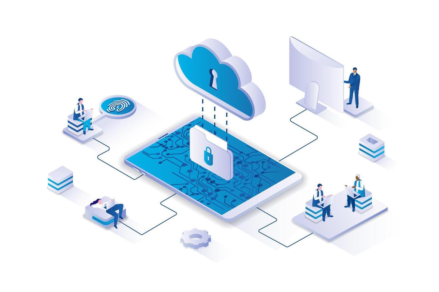 Cloud storage security illustration vector