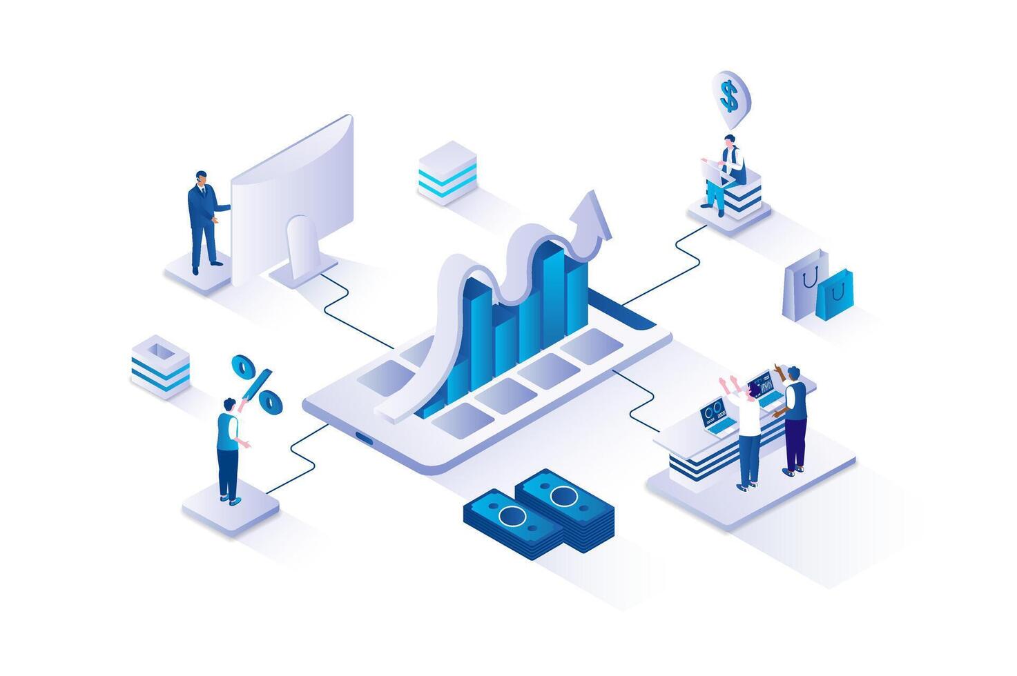 Data analytics improving financial growth vector