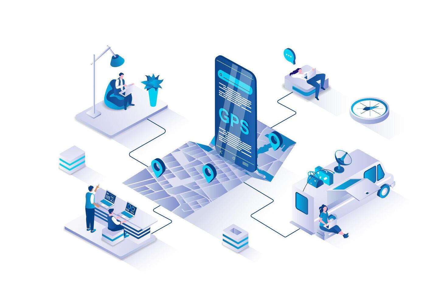 GPS technology and modern navigation illustration vector