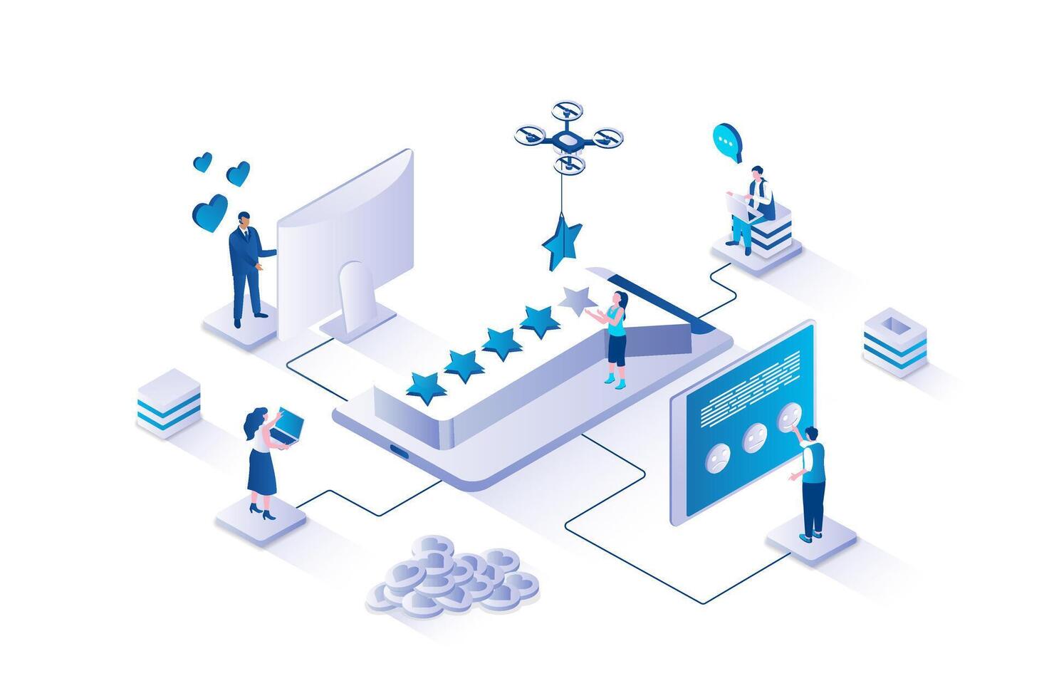 Business analytics and customer interactions illustration vector