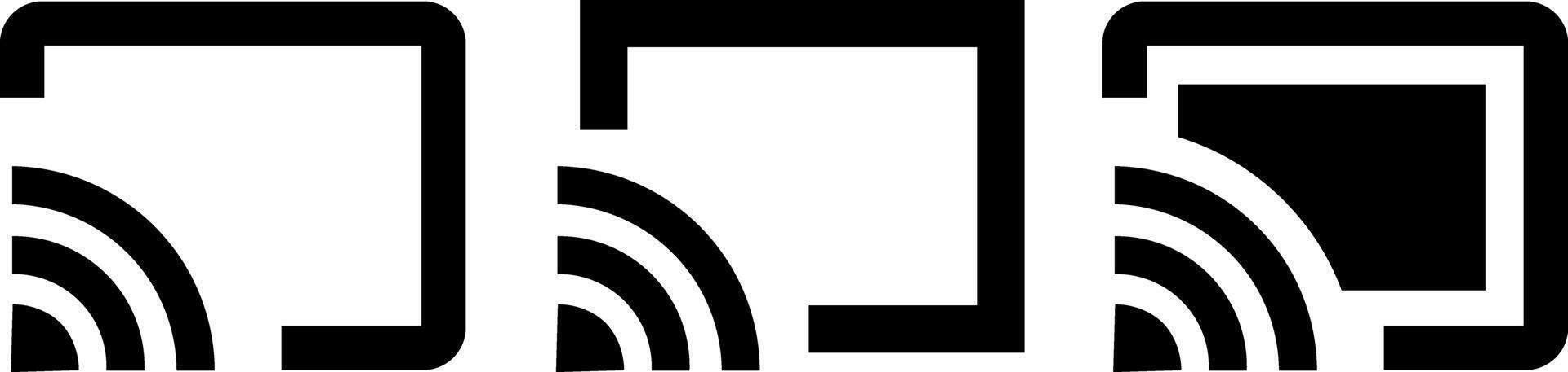 Universal icon set for screen mirroring and wireless streaming, vector