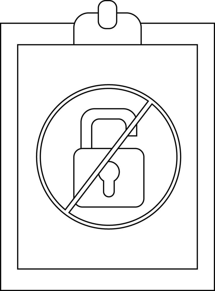 A document with a noentry symbol over an open padlock signifying restriction of access vector