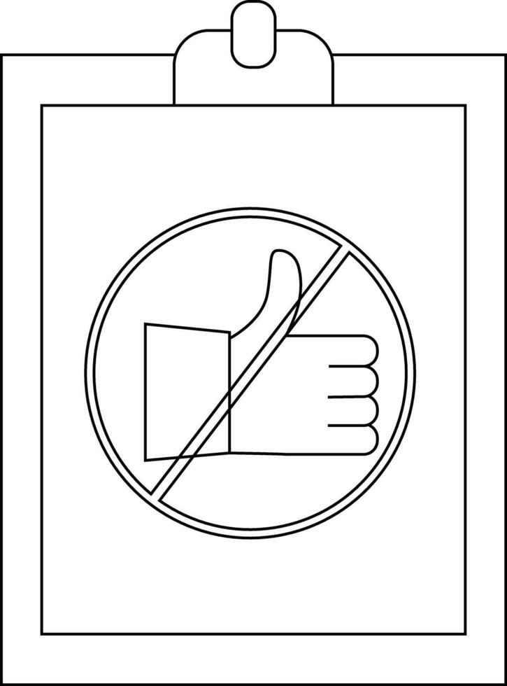 Clipboard with a thumbsup inside a circle with a slash through it vector