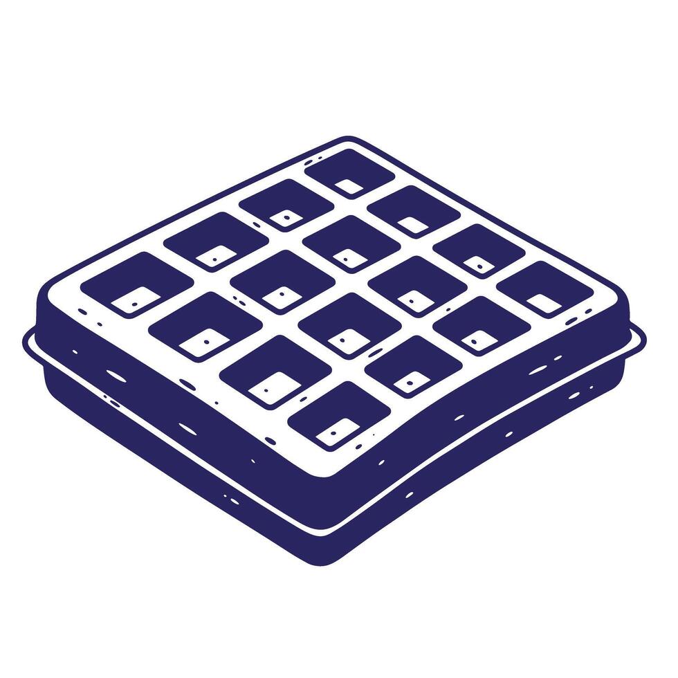 Isometric illustration of a delicious belgian waffle with intricate square patterns vector