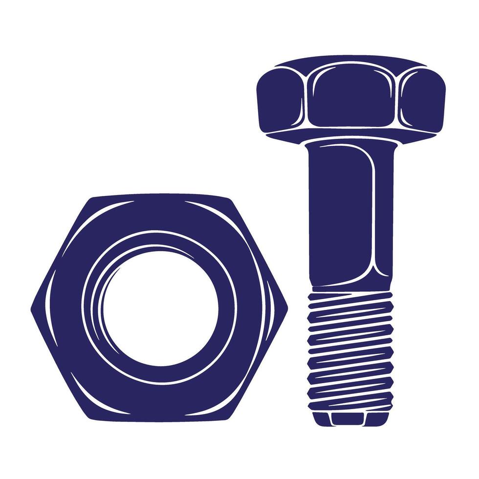 illustration of a bolt and nut representing construction and engineering concepts vector