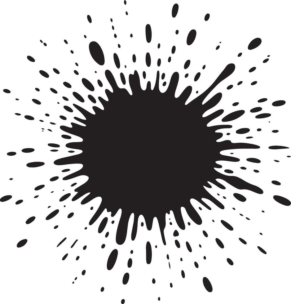 Ink Splatter Design Element with Radial Spray Pattern in Black Color vector
