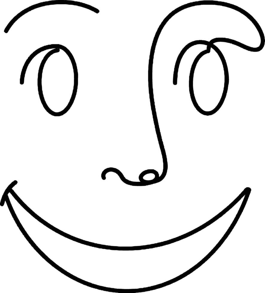 Happy face minimalist one line illustration Smiling face drawn in clean line art style symbolizing joy positivity and optimism vector
