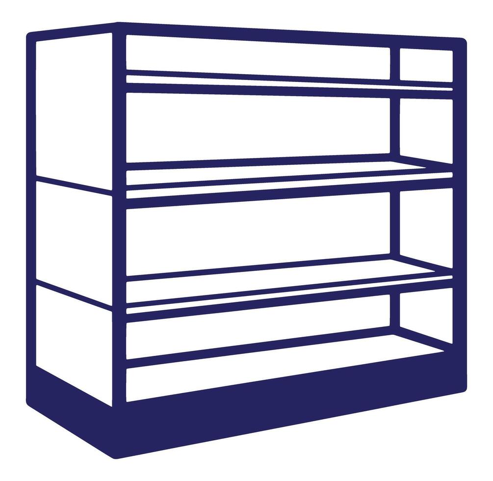 Simple illustration of a display shelf with four empty shelves for product showcase vector