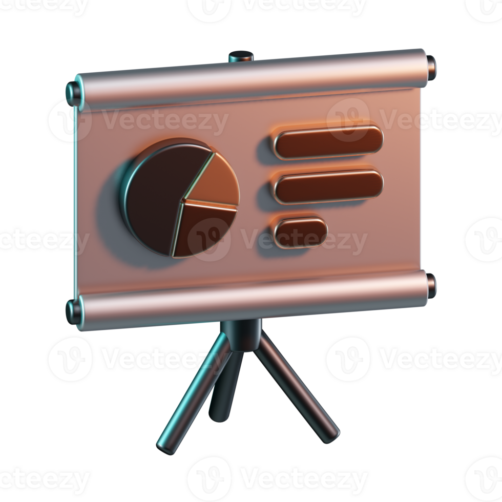 Dark Toned Presentation Slides with Pie Chart and Abstract Data Lines 3D Icon Illustration png
