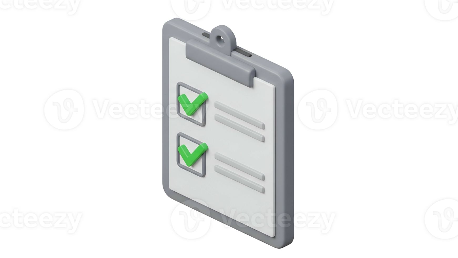 Clipboard with Checkmarks on White Background in 3D Style for Business and Office Use png