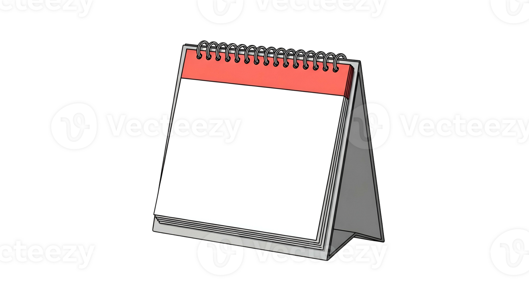 Desk Calendar with Red Header and Blank Pages on Transparent Background for Office or Business Use png