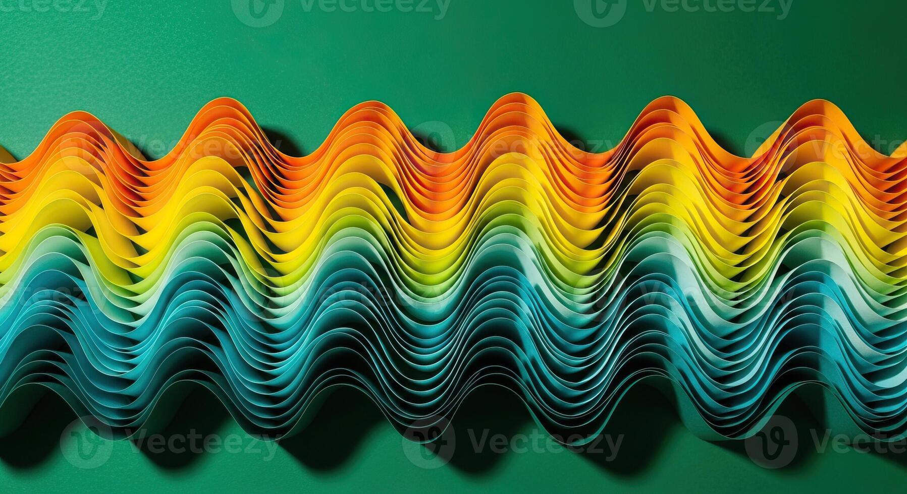Vibrant Layered Paper Waves Abstract Background with Gradient Colors and Dynamic Shadows photo