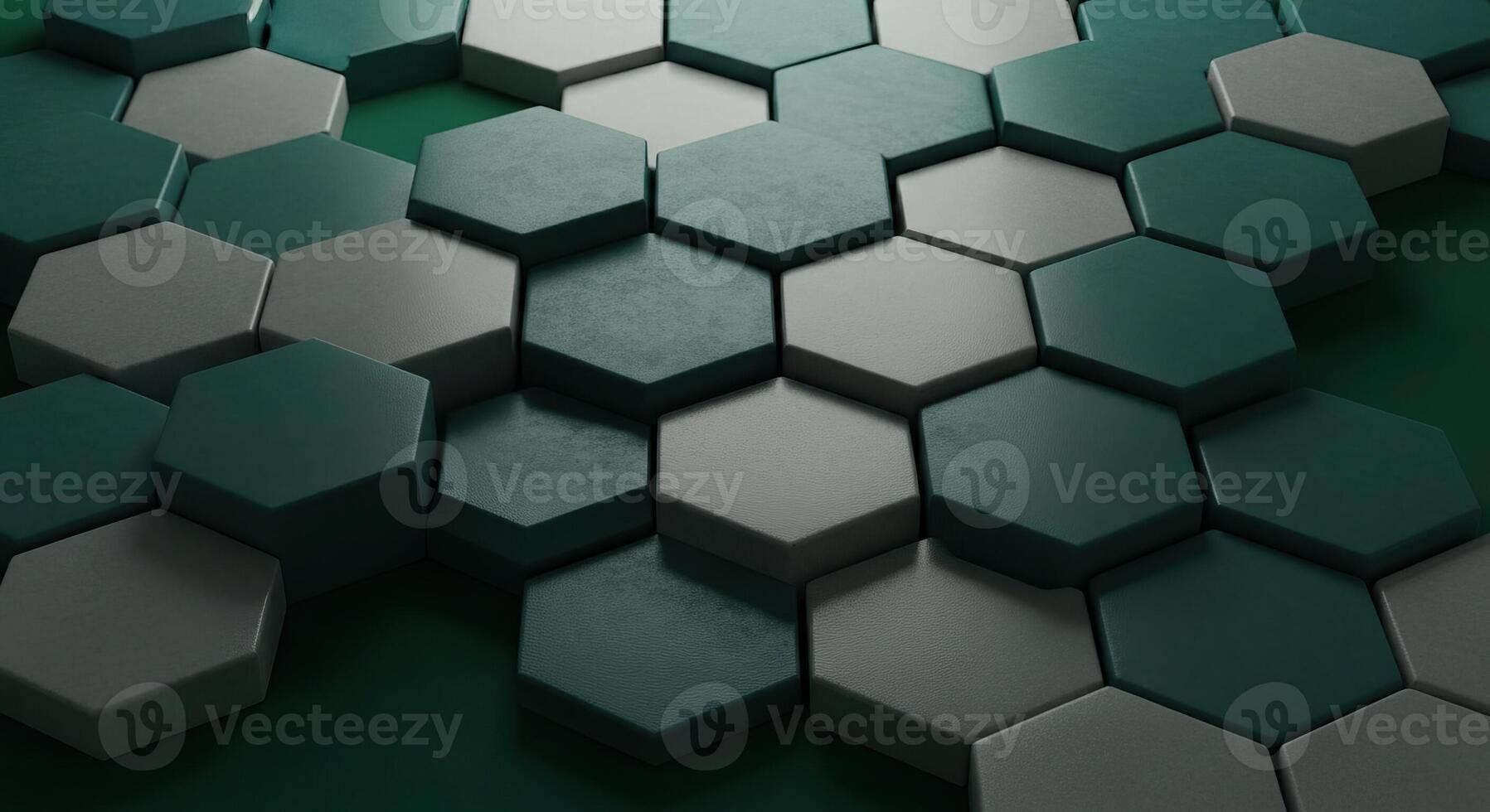 Modern Abstract Geometric Hexagon Pattern Background in Dark Green and Gray Tones for Technology Science and Digital Design Concepts photo