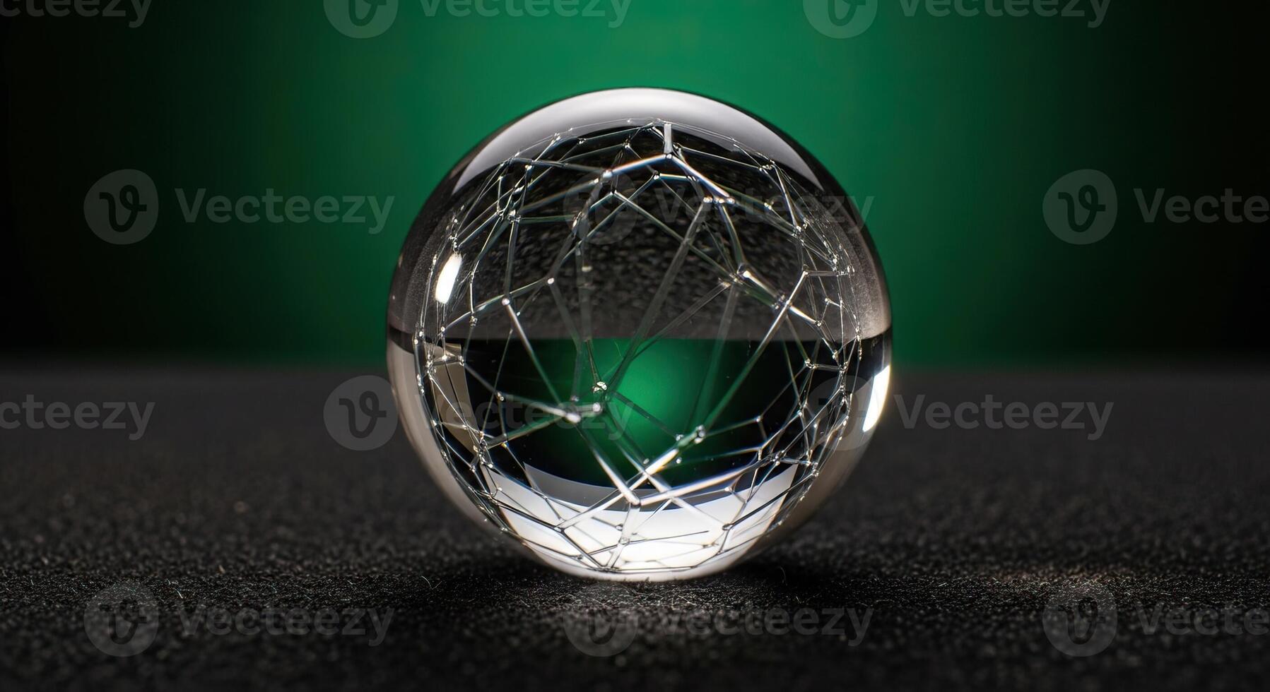 Abstract Global Network Sphere on Green Futuristic Technology Data Connection Concept photo