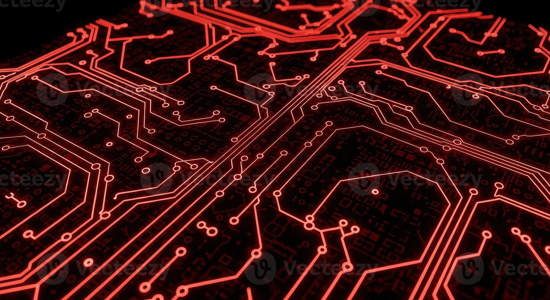 Red Glowing Digital Circuit Board AI Data Processing Cybersecurity Technology Background photo