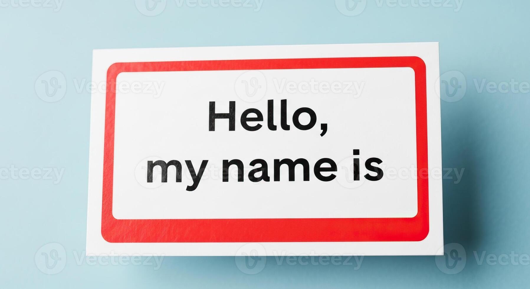 Hello my name is concept for introducing oneself at a conference or meeting event photo