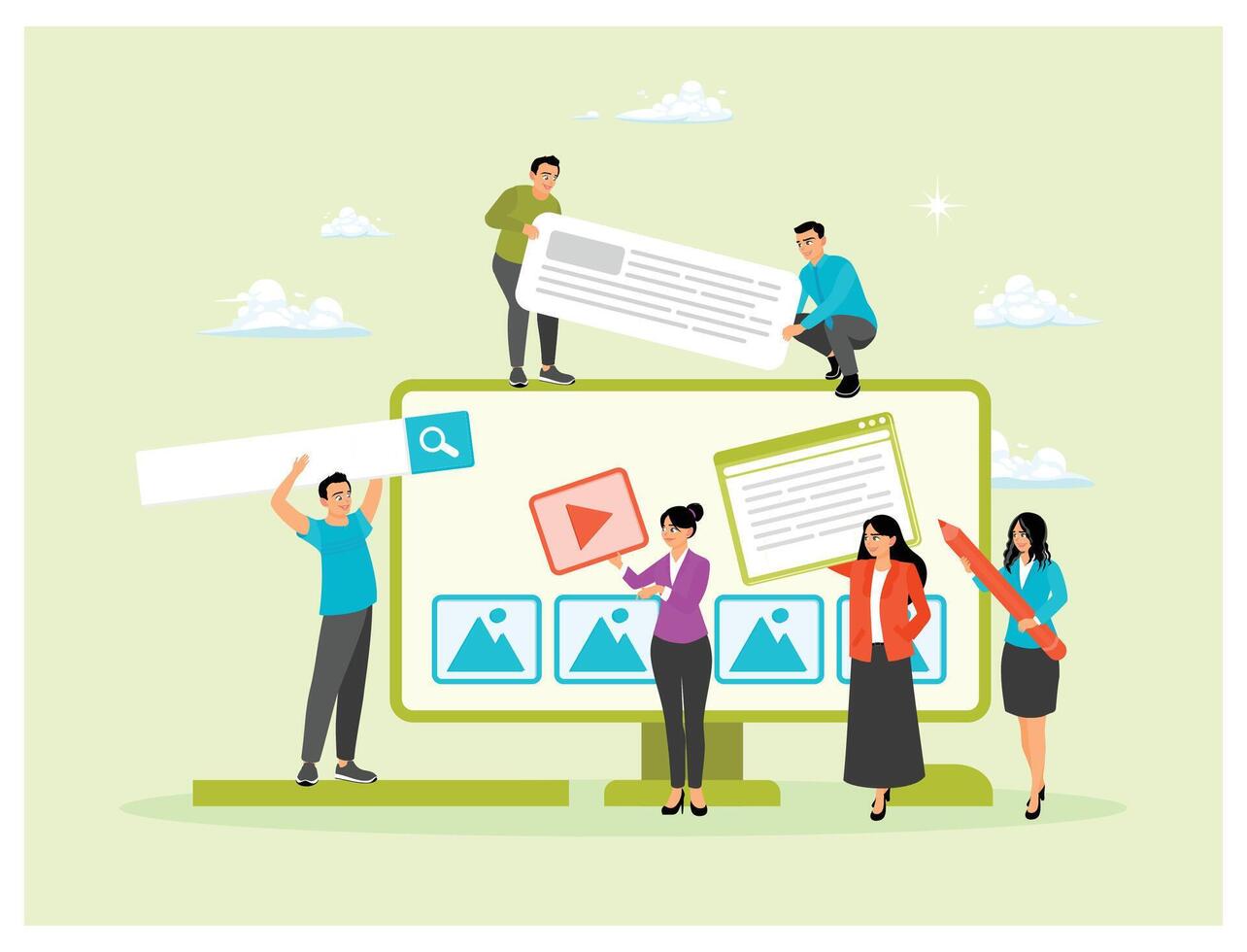 Collaborative website design illustration vector