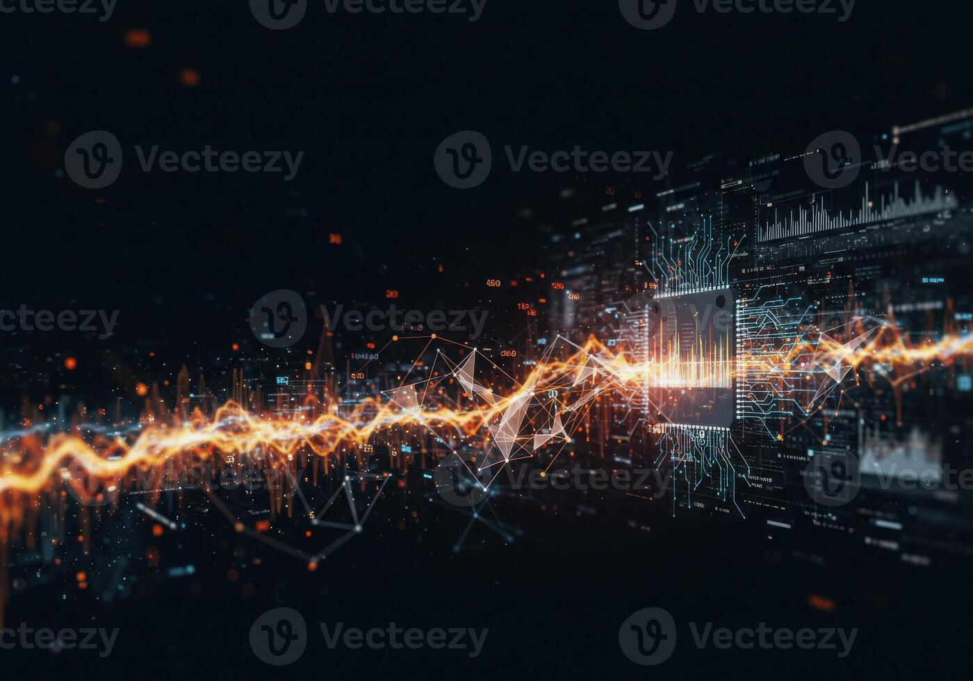 Dynamic abstract digital network flow visualizes global data streams and complex technological innovation with vibrant energy photo