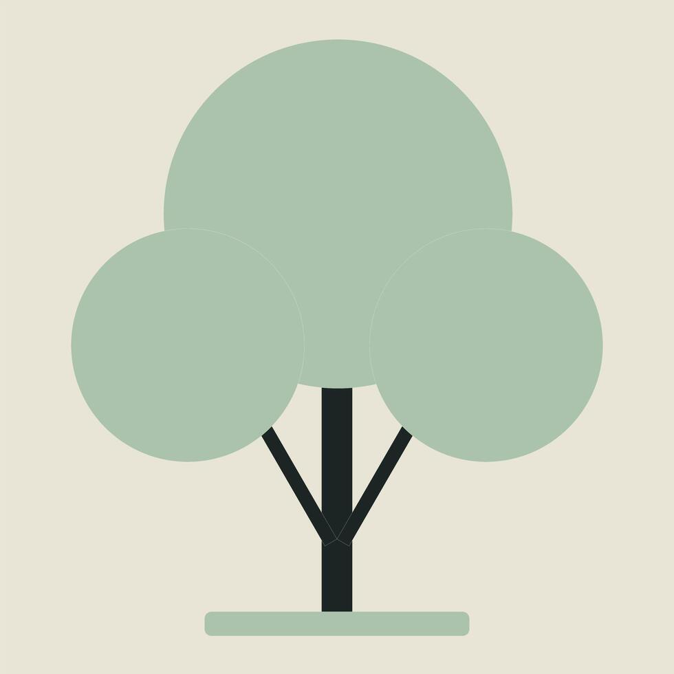 Stylized Symmetrical Tree with Rounded Canopy, Simple Flat Illustration for Environmental, Forest, and Conservation Concepts vector