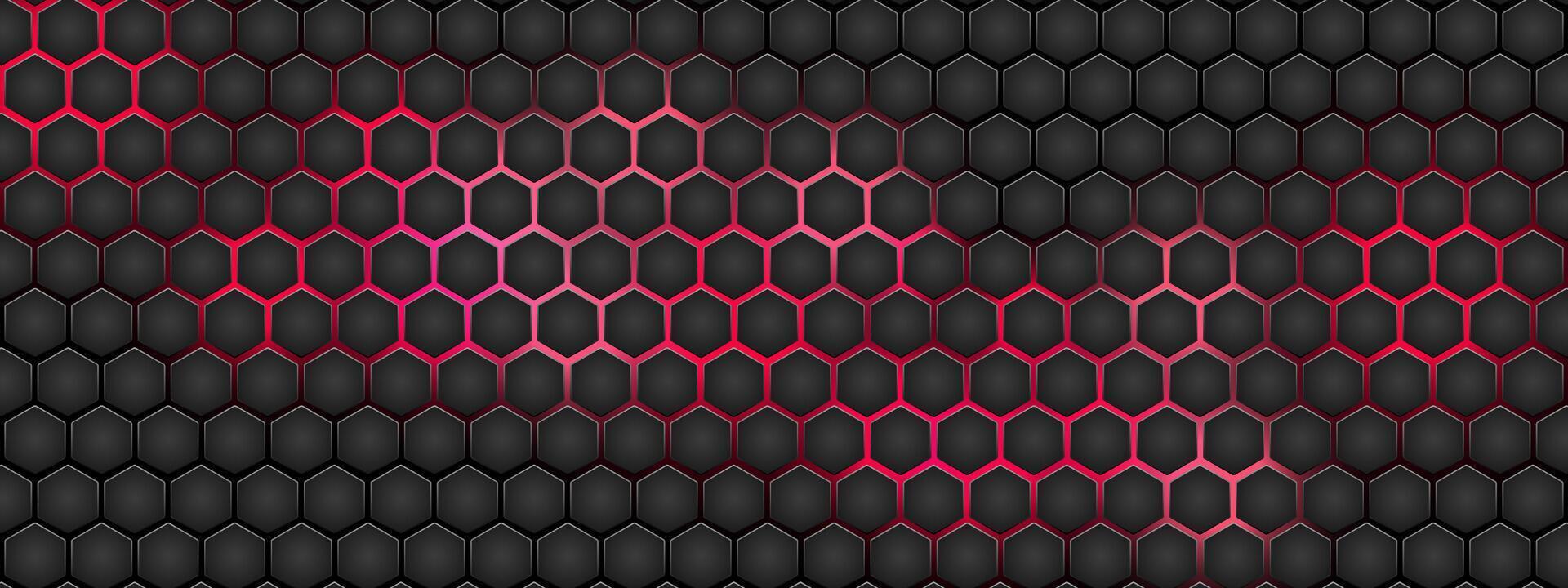 Hexagonal Pattern Background With Black Tiles And Pink Neon Edges For Tech Design, Modern Abstract Or Futuristic Visuals vector