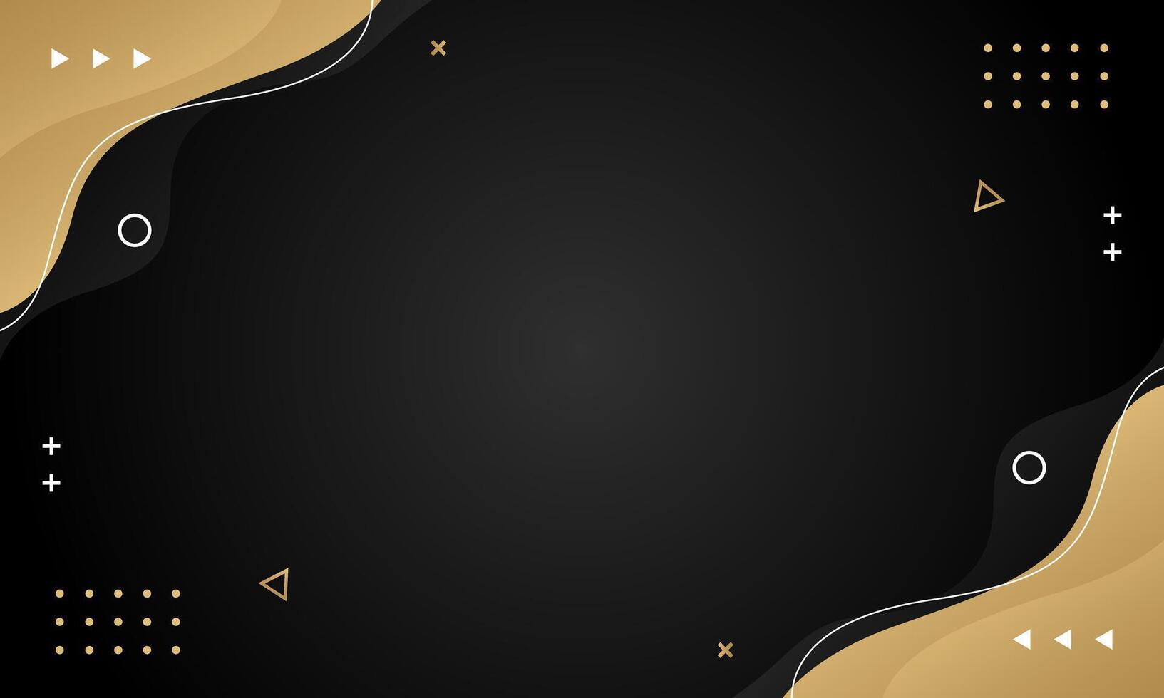 Abstract black and gold wave background with geometric shapes and lines vector