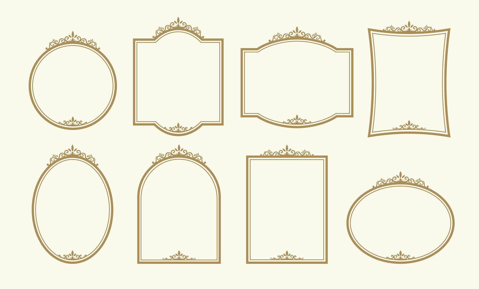 Set of vintage frames with ornaments and swirls. Elegant collection of decorative elements for design, labels, and templates. vector
