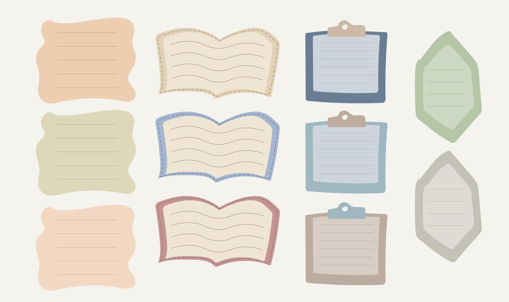 Set Of Note Sheet Stickers In Different Colors And Shapes vector