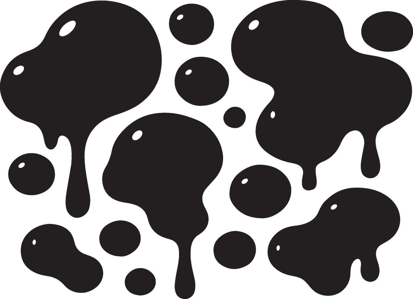 Abstract black blob shapes organic fluid ink splatter droplets gooey messy forms dynamic liquid amorphous texture vector