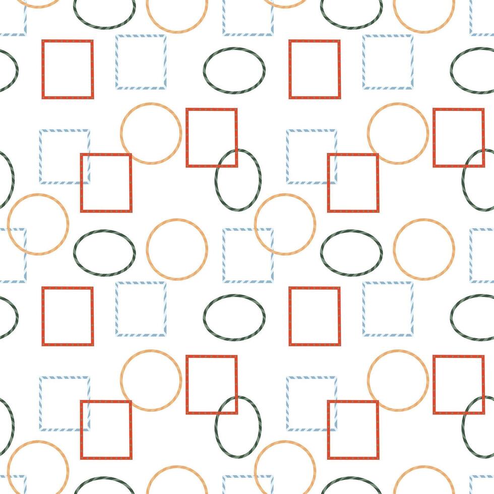 Borders patchwork seamless pattern. Cute ornament framed repeat background. Geometric elements, borders, frames vector