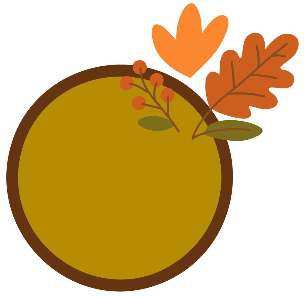 Circle autumn frame with leaf and branch thanksgiving design vector