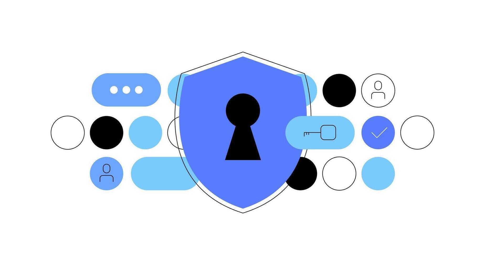 Cyber security concept. Shield with digital elements vector